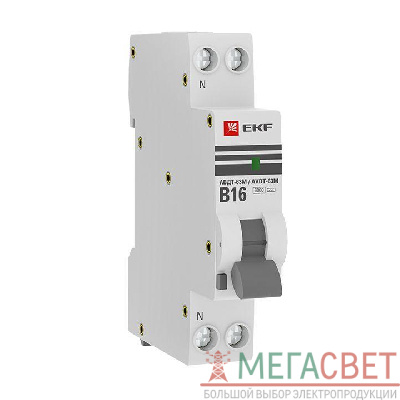 Выключатель автоматический дифференциального тока 1мод. B 16А 30мА тип AC 6кА АВДТ-63М электрон. PROxima EKF DA63M-16B-30