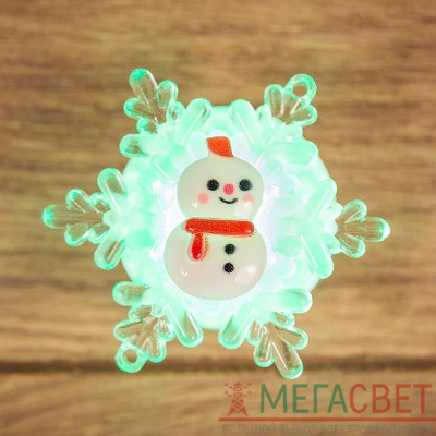 Фигура светодиодная "Снеговик на снежинке" RGB на присоске 5.5х5.5см Neon-Night 501-038