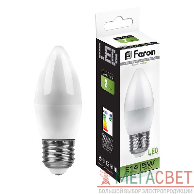 Лампа светодиодная Feron LB-72 Свеча E27 5W 4000K 25765