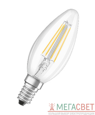 Лампа светодиодная филаментная LED STAR CLASSIC B 60 5W/827 5Вт свеча 2700К тепл. бел. E14 660лм 220-240В прозр. стекл. OSRAM 4058075116672