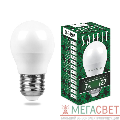Лампа светодиодная SAFFIT SBG4507 Шарик E27 7W 2700K 55036