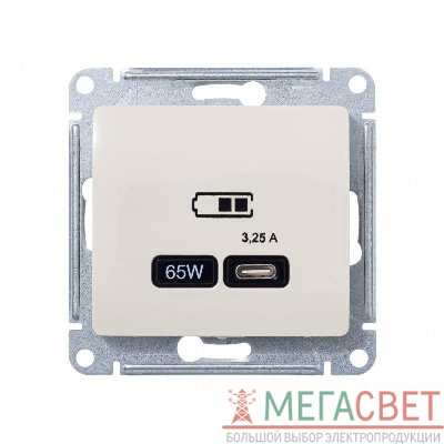 Розетка USB GLOSSA тип C 65Вт QC PD механизм беж. SchE GSL000227