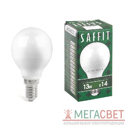 Лампа светодиодная SAFFIT SBG4513 Шарик E14 13W 2700K 55157