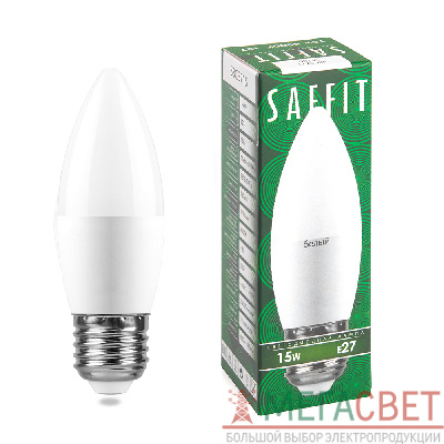 Лампа светодиодная SAFFIT SBC3715 Свеча E27 15W 4000K 55206
