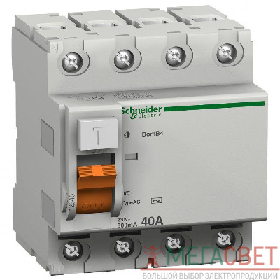 Выключатель дифференциального тока (УЗО) 4п 63А 300мА тип AC ВД63 Домовой SchE 11468