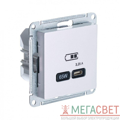 Розетка USB AtlasDesign тип C 65Вт QC PD механизм жемчуг SchE ATN000427