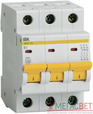 Выключатель автоматический модульный 3п B 1А 4.5кА ВА47-29 IEK MVA20-3-001-B