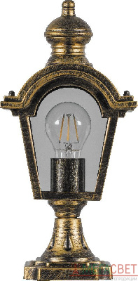 Светильник садово-парковый Feron PL4013 четырехгранный на постамент 60W E27 230V, черное золото 11396