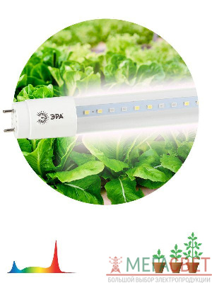Лампа светодиодная для растений FITO-9W-Ra90-Т8-G13-NL Т8 9Вт 46LED 2835 красн. и бел. IP20 35000ч стекло полноспектральная ЭРА Б0042988
