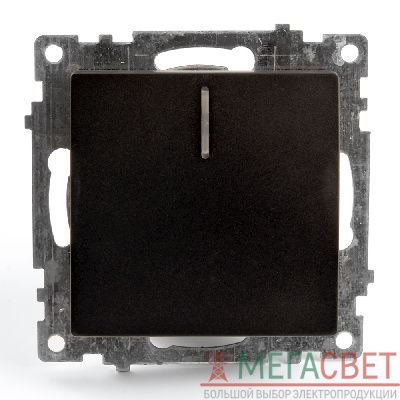 Выключатель 1-клавишный c индикатором (механизм) STEKKER GLS10-7101-05, 250В, 10А, серия Катрин, черный 39605