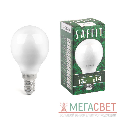 Лампа светодиодная SAFFIT SBG4513 Шарик E14 13W 6400K 55159
