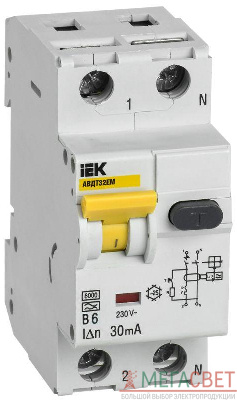 Выключатель автоматический дифференциального тока В 6А 30мА АВДТ32EM IEK MVD14-1-006-B-030