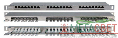 Патч-панель PPHD-19-24-8P8C-C5E-SH-110D высокой плотн. 19дюйм 0.5U 24 порта RJ45 кат.5E Dual IDC Hyperline 244077