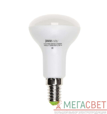 Лампа светодиодная PLED-ECO-R50 5Вт 3000К тепл. бел. E14 400лм 220-240В JazzWay 1037015A