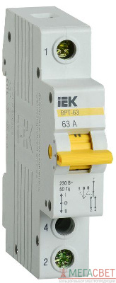 Выключатель-разъединитель трехпозиционный 1п ВРТ-63 63А IEK MPR10-1-063