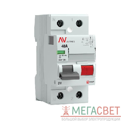 Выключатель дифференциального тока (УЗО) 2п 40А 30мА тип AC DV AVERES EKF rccb-2-40-30-ac-av