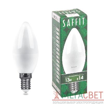 Лампа светодиодная SAFFIT SBC3713 Свеча E14 13W 4000K 55164