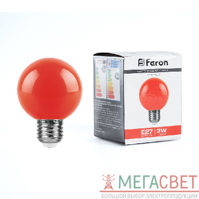Лампа светодиодная Feron LB-371 Шар E27 3W красный 25905