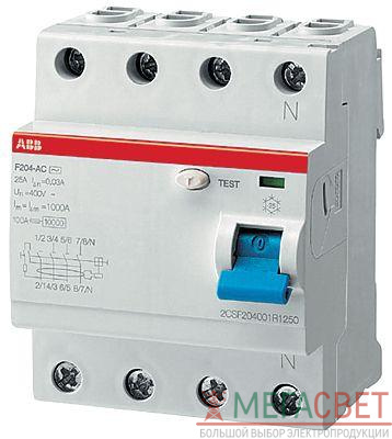 Выключатель дифференциального тока (УЗО) 4п 25А 300мА тип AC F204 ABB 2CSF204001R3250
