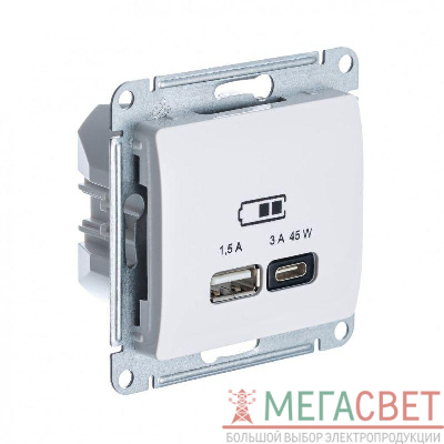 Розетка USB GLOSSA тип A+C 45Вт QC PD механизм беж. SchE GSL000229