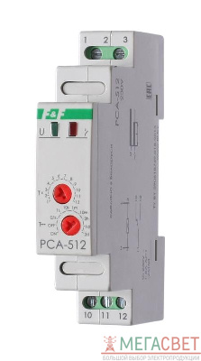 Реле времени PCA-512 (задержка выкл. 230В 8А 1перекл. IP20 монтаж на DIN-рейке) F&F EA02.001.001