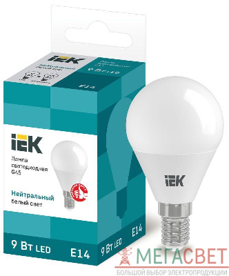 Лампа светодиодная ECO G45 9Вт шар 4000К E14 230В ИЭК LLE-G45-9-230-40-E14
