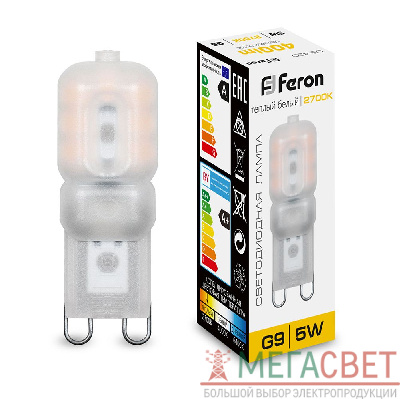 Лампа светодиодная Feron LB-430 G9 5W 2700K 25636