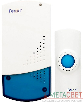 Звонок дверной беспроводной Feron H-138B-E  Электрический 32 мелодии белый с питанием от батареек 23606