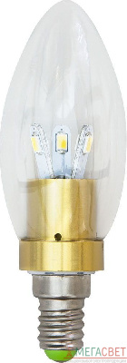 Лампа светодиодная, 6LED(3.5W) 230V E14 2700K золото, LB-70 25254