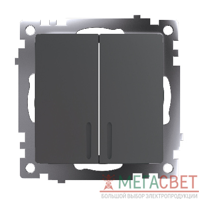 Выключатель 2-клавишный c индикатором (механизм) 250В, 10А, серия Катрин, графит, GLS10-7102-06 49409