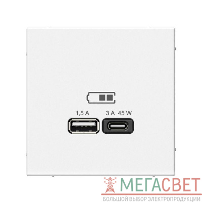 Розетка USB ArtGallery тип A+C 45Вт QC PD высокоскор. ЗУ механизм бел. SE GAL000129