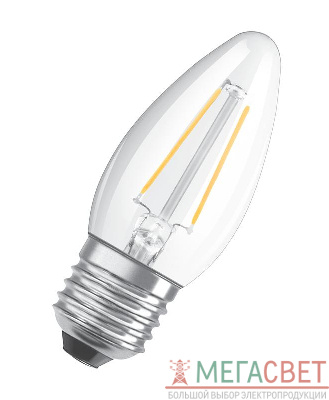 Лампа светодиодная филаментная LED STAR CLASSIC B 60 5W/840 5Вт свеча 4000К нейтр. бел. E27 600лм 220-240В прозр. стекл. OSRAM 4058075212428