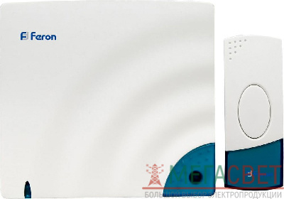 Звонок дверной беспроводной Feron A-138C Электрический 8 мелодий белый с питанием от батареек 23603