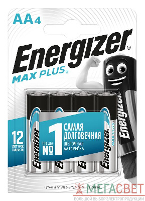 Элемент питания алкалиновый Max Plus LR6/316 BL4 (4/96) (блист.4шт) Energizer E301325004