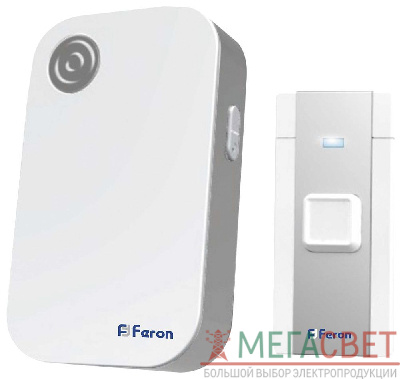 Звонок дверной беспроводной Feron E-372 Электрический 36 мелодий белый серый с питанием от батареек 23685
