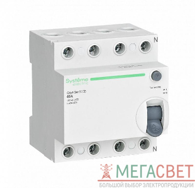 Выключатель дифференциального тока (УЗО) 4п 40А 300мА тип AC City9 Set 400В SE C9R66440