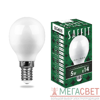 Лампа светодиодная SAFFIT SBG4505 Шарик E14 5W 2700K 55023