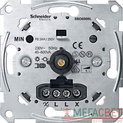 Механизм светорегулятора поворотного СП Merten с индикатор. нагрузки 600В.А SchE MTN5133-0000