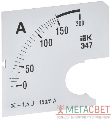 Шкала сменная для амперметра Э47 150/5А-1.5 72х72мм IEK IPA10D-SC-0150