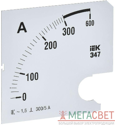 Шкала сменная для амперметра Э47 300/5А-1.5 96х96мм IEK IPA20D-SC-0300