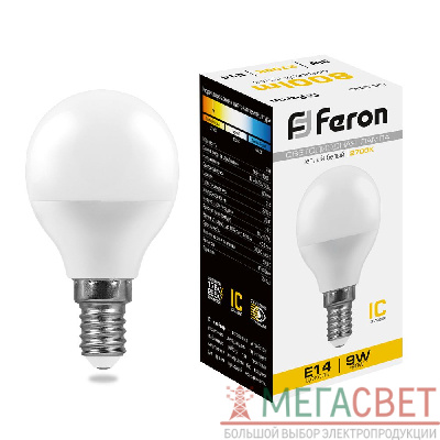 Лампа светодиодная Feron LB-550 Шарик E14 9W 2700K 25801