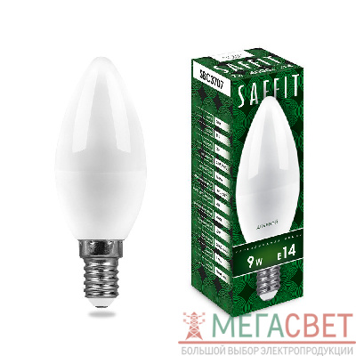 Лампа светодиодная SAFFIT SBC3709 Свеча E14 9W 6400K 55170